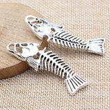 2pcs 56x18mm 2 Colors Antique Bronze Color Antique Silver Color Fish Bone Charms For DIY Jewelry Making