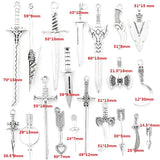 10-50pcs Mixed Styles Antique Knight Sword Anime weapon Charm for Jewelry Making DIY Handmade Weapons Personality Necklace