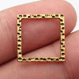 20pcs 17x17mm 4 Colors Hammered Texture Geometric Hollow Square Frame Charms