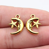 20pcs 18x13mm 2 Colors Antique Silver Color Antique Gold Color Moon And Star Charms For DIY Jewelry Making