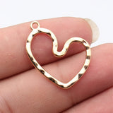 20pcs 26x21mm 5 Colors Hammer Pattern Hollow Heart Charms For DIY Jewelry Making