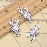 20 piezas dijes langosta cangrejo 20x10mm colgantes de Color plata antigua para hacer joyería tibetana hecha a mano DIY