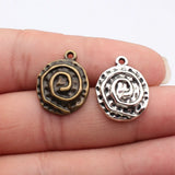 10pcs 22x17mm 2 Colors Antique Bronze Color Antique Silver Color Swirl Pattern Charms For DIY Jewelry Making