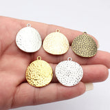 10pcs 30x26mm 5 Colors Hammered Twisted Design Round Charms For DIY Jewelry Making
