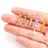 20pcs 5 Colors Doctor Nurse Syringe Charms for Key Buckle Pendants Antique Jewelry Making DIY Handmade Craft 5x24mm J499