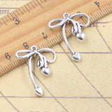 20 piezas dijes pajarita con corazón 24x20mm colgantes de Color plata antigua para hacer joyería tibetana hecha a mano DIY