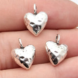 10pcs 16x12x7mm 2 Colors Antique Silver Color Gold Color 3D Hammered Heart Charms For DIY Jewelry Making