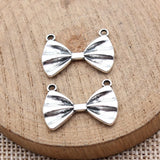 20pcs 21x15mm 2 Colors Antique Bronze Color Antique Silver Color Bow Tie Charms For DIY Jewelry Making