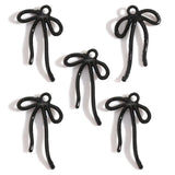 5-Piece Alloy Black Spray-Painted Bow Charm Pendants for DIY Jewelry Making Handmade Necklaces Earrings Accessories W597