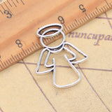 10 Uds. De dijes de Ángel de 27x23mm, colgantes de Color plata antigua, fabricación de joyería tibetana hecha a mano DIY
