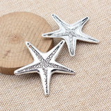 2pcs 53x50mm 2 Colors Antique Silver Color Kc Gold Color Starfish Charms For DIY Jewelry Making