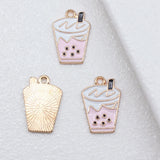 10pcs 21x15mm 2 Colors Light Pink Color Green Color Milk Tea Charms For DIY Jewelry Making