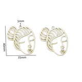 5pcs 5 colors girl Face  Trendy Charm Woman Earring Necklace Alloy Charms for Jewelry Making 40*35mm