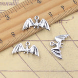 20 piezas dijes de murciélago de Halloween 11x19mm colgantes de Color plata antigua para hacer joyería tibetana hecha a mano DIY