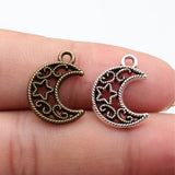 20pcs 19x14mm 2 Colors Antique Bronze Color Antique Silver Color Moon Star Charms For DIY Jewelry Making