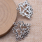 10pcs 26x30mm Antique Silver Color Geometric Flower Earring Connector For DIY Jewelry Making Handmade Jewelry Findings
