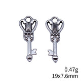 40pcs 19x7.6mm 2 Colors Antique Bronze Color Antique Silver Color Small Key Charms For DIY Jewelry Making