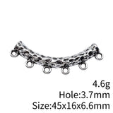 5 piezas de 45 x 16 x 6,6 mm, color plata antigua, con seis agujeros martillados, accesorios para trenzas de pelo huecas, accesorios de joyería para rastas.