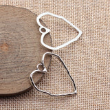 10pcs 35x29mm Rhodium Color Hammer Pattern Hollow Heart Charms For DIY Jewelry Making