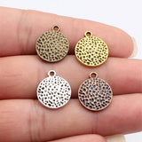 10pcs 18x15mm Hammered Round Tag Charms For DIY Jewelry Making