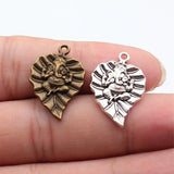 10pcs 25x17mm 2 Colors Antique Bronze Color Antique Silver Color Leaf Elephant Charms For DIY Jewelry Making