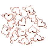 50pcs  5 color Heart-shaped connect Charms Necklace Pendant Bracelet Jewelry Making Handmade Crafts diy Supplies 14.5*8mm