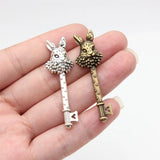 5pcs 50x15mm 2 Colors Antique Bronze Color Antique Silver Color Rabbit Key Charms For DIY Jewelry Making