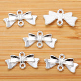 25 pcs 4 color Antique silver color Metal Bow Charms Pendants For Jewelry Making Diy Handmade Jewelry 20*10mm N104