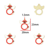 10-Piece Red Valentine's Day Enamel Charm Bracelet, Earrings, Metal Keychain Pendant Jewelry Accessories Set W577