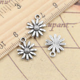 20 piezas dijes Margarita flor girasol 14x12mm colgantes de Color plata tibetana fabricación de joyería antigua DIY artesanía hecha a mano