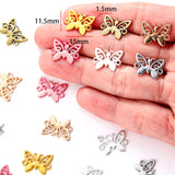 30pcs 6 Color Double hole butterfly Charms For Bracelets Necklace Pendant DIY Handmade Jewelry Making accessories 15*11mm D2126