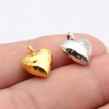10pcs 16x12x7mm 2 Colors Antique Silver Color Gold Color 3D Hammered Heart Charms For DIY Jewelry Making