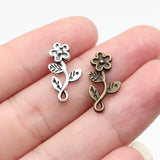 40pcs 18x9.6mm 2 Colors Antique Bronze Color Antique Silver Color Small Flower Charms For DIY Jewelry Making