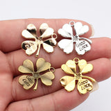 5pcs 28x26mm Kc Gold Color Good Luck Four-Leaf Clover Charms For DIY Jewelry Making