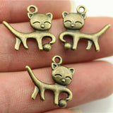 10pcs 19x18mm 2 Colors Antique Bronze Color Antique Silver Color Cat Charms For DIY Jewelry Making