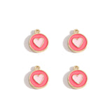 10pcs 3 styles Enamel heart-shaped Charm for Earring Keychain Necklace Pendant DIY Jewelry Accessories 14*12mm W489