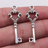 5pcs 12x35mm 2 Colors Antique Bronze Color Antique Silver Color Key Charms For DIY Jewelry Making