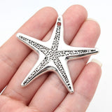 2pcs 53x50mm 2 Colors Antique Silver Color Kc Gold Color Starfish Charms For DIY Jewelry Making
