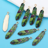 10Pcs Alloy Bohemian Ethnic Style Charms Colorful Enamel Feather For Earrings Pendant DIY Jewelry Craft Alloy Accessorie 9*38mm