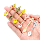 10pcs 6 color alloy Spoon Charm For Necklace Key Chain Pendant DIY Jewelry Crafts Making Accessories J463 61*16mm
