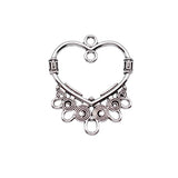 10pcs 25x30mm Antique Silver Color Heart Earring Connector Pendant For DIY Jewelry Making Handmade Jewelry Findings