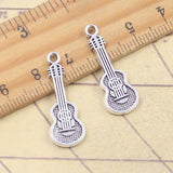 20 piezas dijes instrumento Musical violín guitarra 27x10mm colgantes de Color plata antigua fabricación DIY joyería tibetana hecha a mano