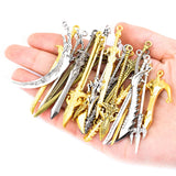 Ancient gold 10PCS 16 Styles Mixed Alloy Charms Knight Sword Knife Gun Bow Weapons Pendant For DIY Handmade Jewelry Material