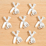 20pcs 6 Colors Mini tableware Spoon fork Dining knife Charms DIY Clothing luggage accessories Jewelry Making 21*14mm J505