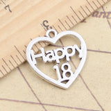 10 Uds. De dijes de corazón feliz 18 ceremonia 22x22mm, colgantes de Color plata antigua, fabricación de joyería tibetana hecha a mano DIY
