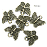 30pcs 6 colors Butterfly Charms Zinc alloy Accessories Parts Pendants for DIY Earrings Bracelet Necklace Jewelry Making13*11mm