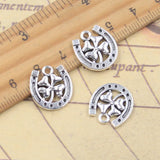 20 piezas dijes de herradura trébol de la suerte 16x15mm colgantes de Color plata antigua para hacer joyería tibetana hecha a mano DIY
