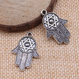 4pcs 28x19mm 2 Colors Antique Bronze Color Antique Silver Color Hand With Star Of David Charms For DIY Jewelry Making