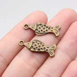 10pcs 25x9mm 2 Colors Antique Bronze Color Antique Silver Color Fish Charms For DIY Jewelry Making