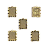 5pcs rectangle Necklace Charm DIY Setting Cabochon Cameo Base Tray Bezel Blank Fit 18*12mm Cabochons Jewelry Making 27*20mm C128